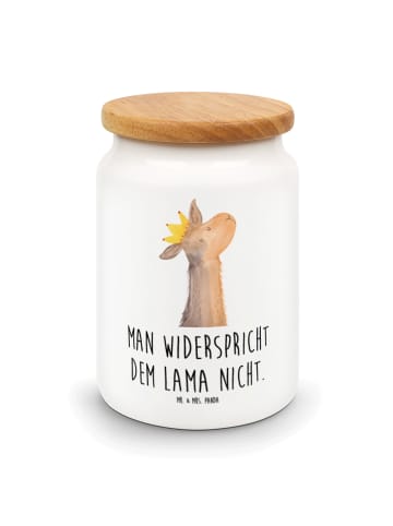 Mr. & Mrs. Panda Keksdose Lamakopf König mit Spruch in Weiß