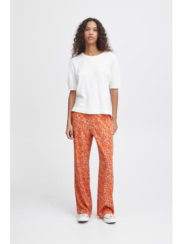 ICHI Casual Hose IHAYA Regular fit in Coral Rose Leo Aop