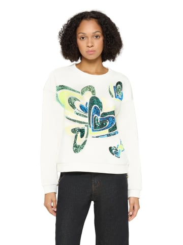 CARTOON Sweatshirt mit Rippbündchen in Patch Cream/Green