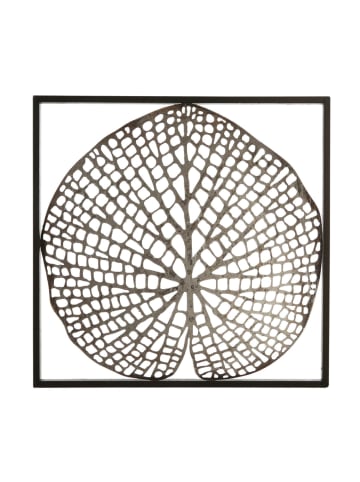 GILDE Wandrelief "Leaf" in Braun/ Silber - H. 42 cm - B. 42 cm