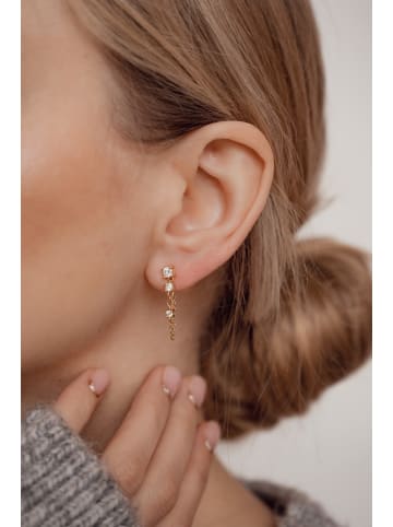 Hey Happiness Vergold. Ohrringe mit Zirkonia Kette 925 Sterlingsilber in Gold