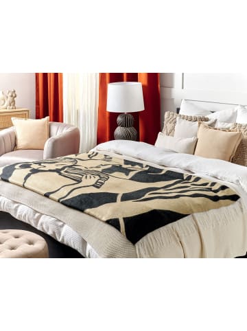 Beliani Kuscheldecke KUDIYA in Beige/Schwarz - (W) 130 x (H) 0.3 x (L) 170 cm