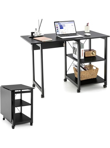 COSTWAY Klappbarer Computertisch 2in1 in Schwarz