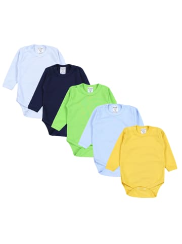 TupTam Jungen Baby Body Langarm 5er Pack in beige/blau
