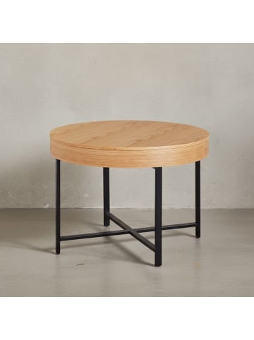 KADIMA DESIGN Design Couchtisch Rund Ø 69 cm mit Eichen Optik Tisch mit Stauraum