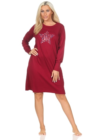 NORMANN langarm Nachthemd Bündchen Herz - 87562 in rot