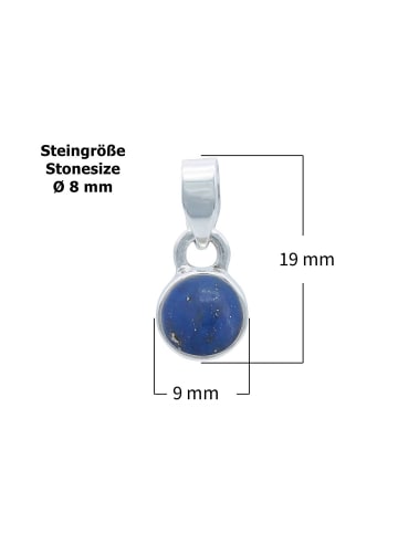 mantraroma 925er Silber - Kettenanhänger (L) 9 x (B) 19 mm mit Lapis Lazuli