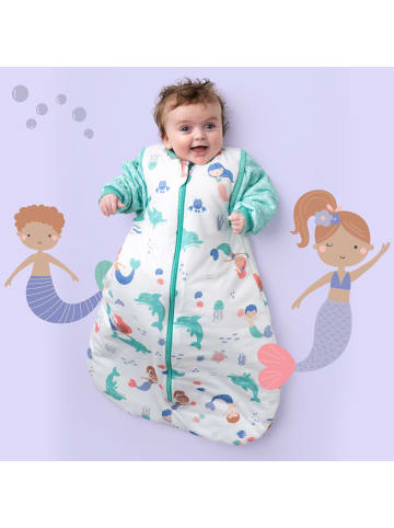 Schlummersack Babyschlafsack, 2.5 TOG in Weiß-Türkis