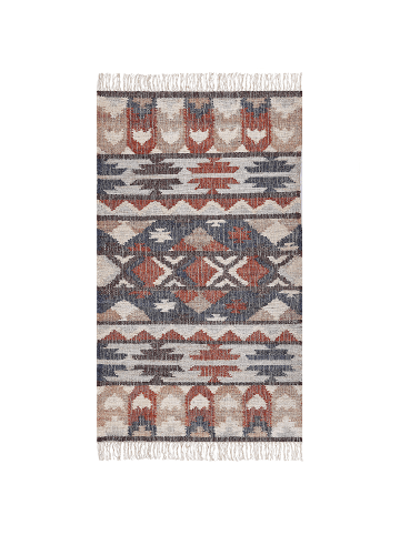 Beliani Geflochtener Teppich KALFA in Bunt/Beige/Braun - (W) 80 x (H) 0.6 x (L) 150 cm