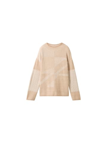 Tom Tailor Pullover in beige plaited structure knit
