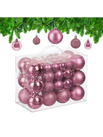 relaxdays 50-tlg. Weihnachtskugeln Set in Rosa