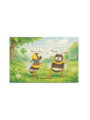 Mr. & Mrs. Panda Puzzle Bienen Paar Design ohne Spruch in Weiß
