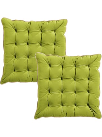 Erwin Müller Nicky-Velours, Samt Stuhlkissen 2er-Pack Manchester in apfelgrün