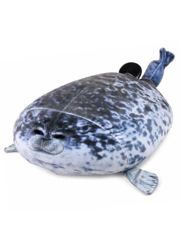 Wisam Plüschrobben-Maskottchen, Kuscheltier, Naturfarbe Grau, 38 cm