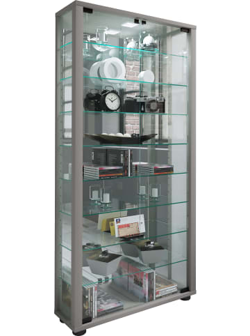 VCM  Glas Stand Vitrine Lumo Maxi Spiegel in Silber