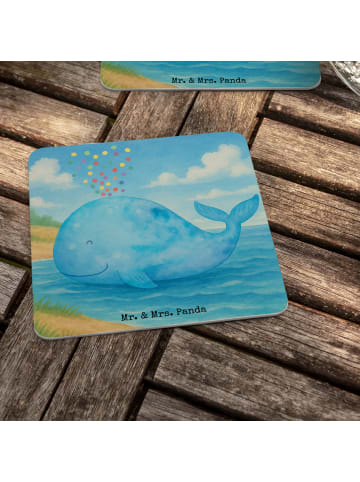 Mr. & Mrs. Panda Tassenuntersetzer Wal Konfetti Design ohne Spruch in Weiß