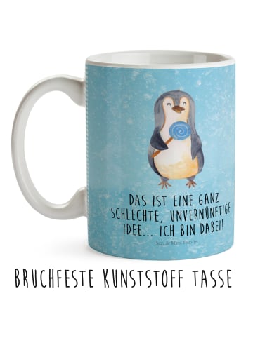 Mr. & Mrs. Panda Becher Pinguin Lolli mit Spruch in Eisblau