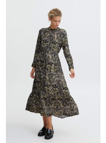 b.young Maxikleid BYJOSA MAXI DRESS - 20812190 Kleid mit Langarm und Bindeband in Grün