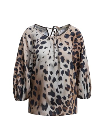 Smith&Soul Gathered Neck Blouse with Short Volant Sleeve in Dark Choc Print