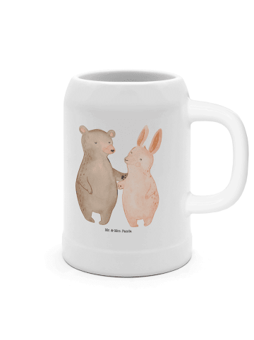 Mr. & Mrs. Panda Bierkrug Bär und Hase Umarmen ohne Spruch in Weiß