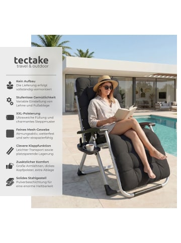 tectake Sonnenliege, klappbar, 84 x 168 x 82,5 cm, mit Ablagetisch
