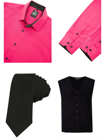 Rusty Neal Hemd mit Weste und Krawatte in Pink