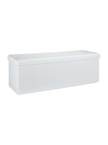 relaxdays Faltbare Sitzbank in Weiß - (B)114 x (H)38 x (T)38 cm