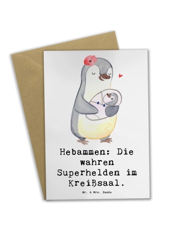 Mr. & Mrs. Panda Grußkarte Hebamme Superhelden mit Spruch in Weiß