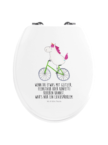 Mr. & Mrs. Panda Klo-Deckel Einhorn Radfahrer mit Spruch in Weiß