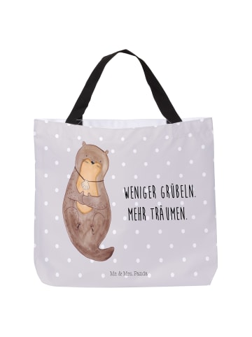 Mr. & Mrs. Panda Schultertasche Otter Muschel mit Spruch in Grau Pastell