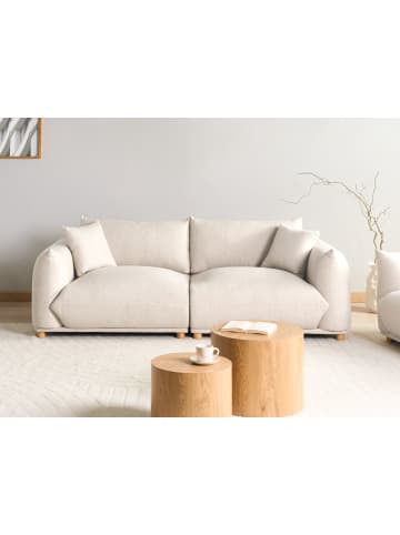 Beliani 3-Sitzer Sofa LUVOS in Beige/Braun - (W) 214 x (H) 81 x (L) 104 cm