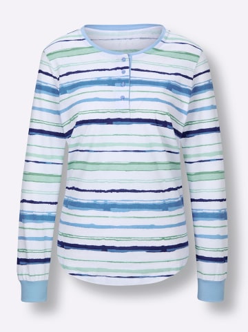 WITT WEIDEN Schlafanzug-Shirt in himmelblau-weiß-gestreift