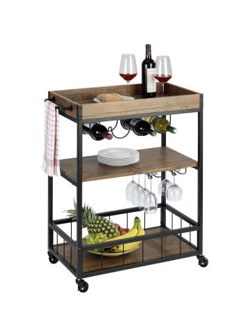 Wenko RUSTICO Küchenwagen in Schwarz, (B) 80 x (H) 89,5 x (L) 40 cm