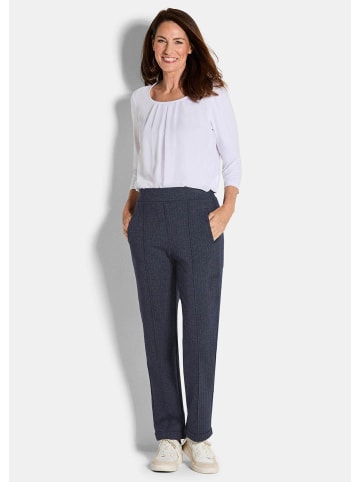GOLDNER Kurzgröße:  Stoffhose Businesshose CARLA mit Fischgrätmuster in marine