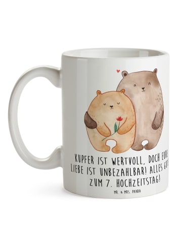 Mr. & Mrs. Panda Keramiktasse 7. Hochzeitstag Kupferhochzeit mit... in Weiß