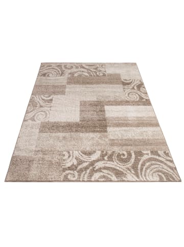 KADIMA DESIGN Teppich Kurzflor Barock-Muster Wohnzimmer schmutzabweisend in Braun