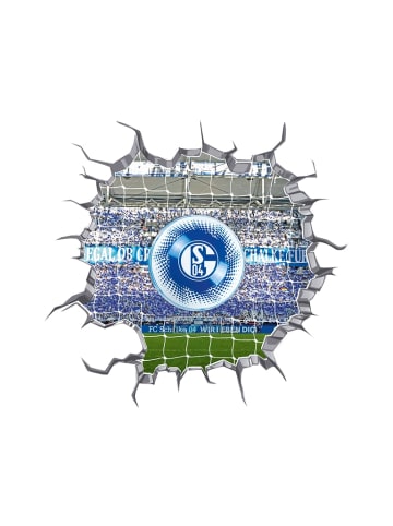 S04 FC Schalke 04 LED-Lampe in Ballform mit 3D-Wandtattoo