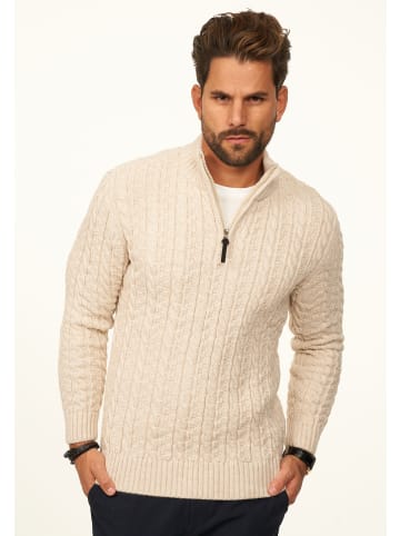 DAILY COTTON Strickpullover - als Grobstrick Troyer Pulli mit Zopfmuster für Herren in Beige
