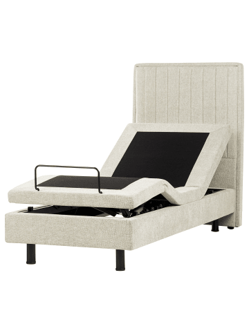 Beliani Einzelbett CASTELLAN in Beige/Schwarz - (W) 80 x (H) 120 x (L) 216 cm