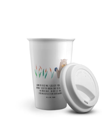 Mr. & Mrs. Panda To Go Becher Otter Stein mit Spruch in Weiß