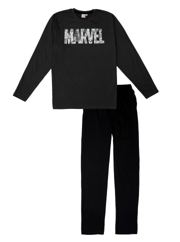 United Labels Marvel Schlafanzug Pyjama Set Langarm Oberteil mit Hose in schwarz