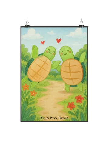 Mr. & Mrs. Panda Poster Schildkröten Paar Design ohne Spruch in Weiß