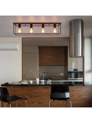 ZMH Deckenleuchte in Schwarz 4-flammige E27 Retro Küchenlampe aus Metall