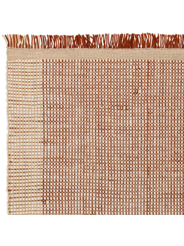 KADIMA DESIGN Teppich Wolle, Korbmuster, Handgewebt, Fransig, Schallabsorbierend in Terrakotta