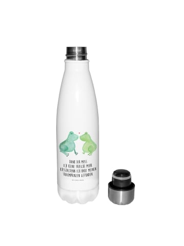 Mr. & Mrs. Panda Trinkflasche Frosch Liebe mit Spruch in Weiß