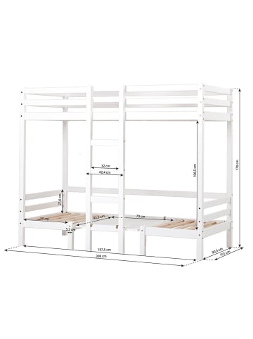 ebuy24 Hochbett BasicJumbo Weiß, Schwarz 208 x 102 cm