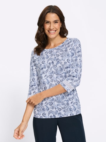 WITT WEIDEN 3/4-Arm-Shirt in weiß-bleu-bedruckt