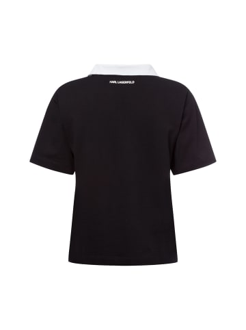Karl Lagerfeld Poloshirt Ikon Patch in schwarz