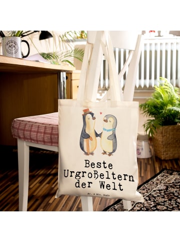 Mr. & Mrs. Panda Tote Bag Pinguin Beste Urgroßeltern der Welt mi... in Creme