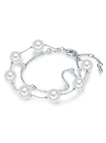Lulu & Jane Armband aus Messing mit Muschelkernperle in silber